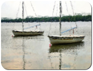 Crystal Lake, Sail boats, painted